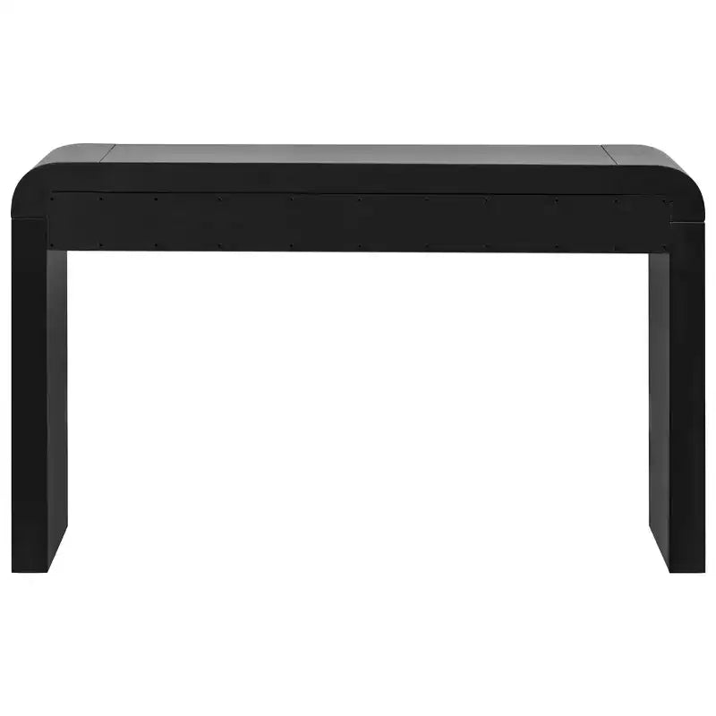 Console rustique Luxystar avec façade de tiroir cannelée, coins arrondis et pieds épais pour couloir et salon, noir