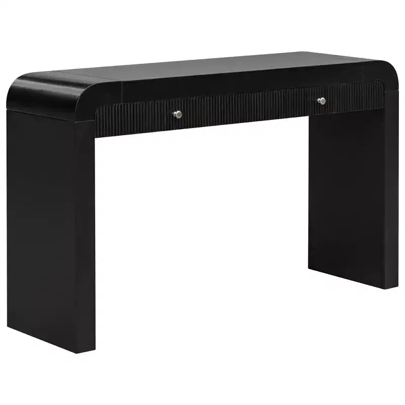 Console rustique Luxystar avec façade de tiroir cannelée, coins arrondis et pieds épais pour couloir et salon, noir