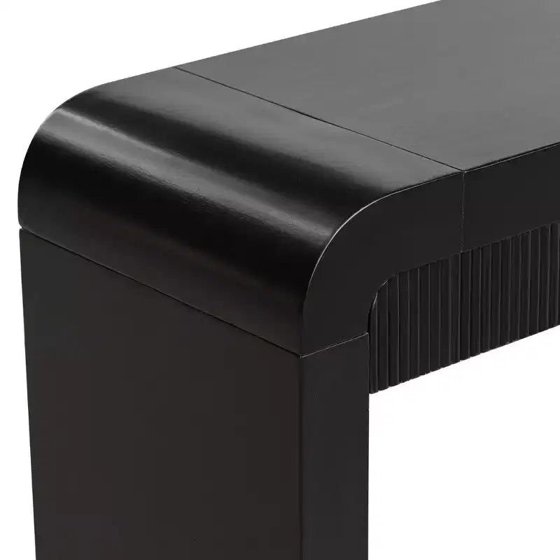 Console rustique Luxystar avec façade de tiroir cannelée, coins arrondis et pieds épais pour couloir et salon, noir
