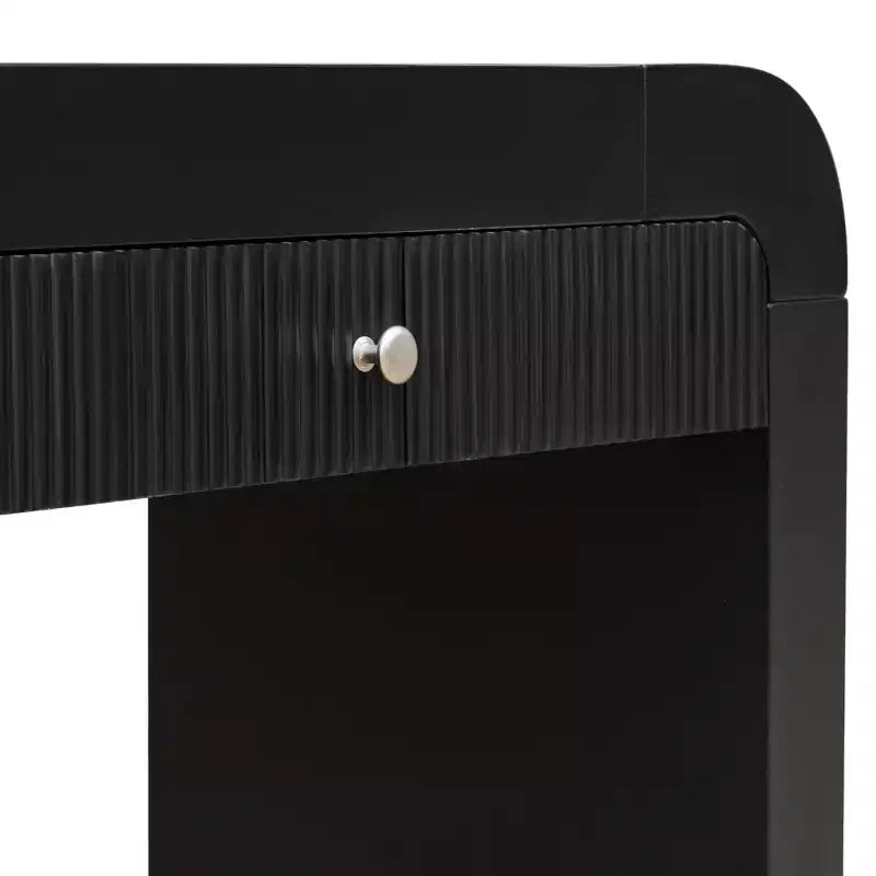 Console rustique Luxystar avec façade de tiroir cannelée, coins arrondis et pieds épais pour couloir et salon, noir
