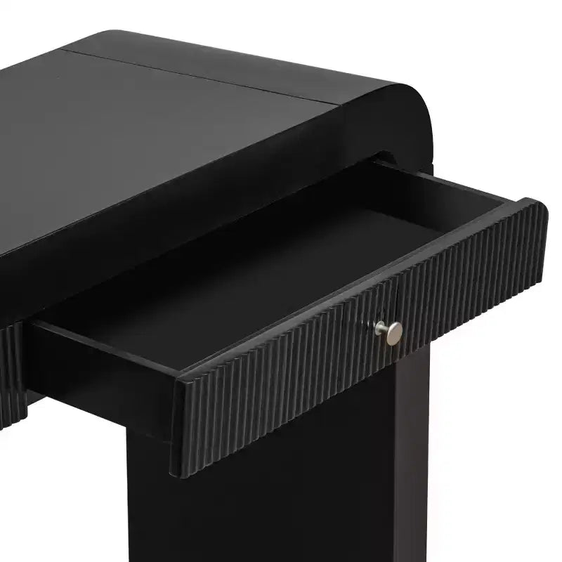 Console rustique Luxystar avec façade de tiroir cannelée, coins arrondis et pieds épais pour couloir et salon, noir