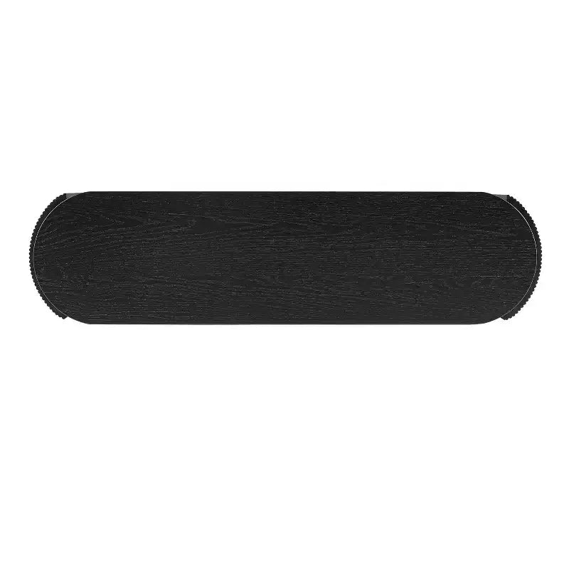 Console Luxystar avec plateau ovale et 2 tiroirs, finition grain de bois naturel, pour entrée et salon, noire