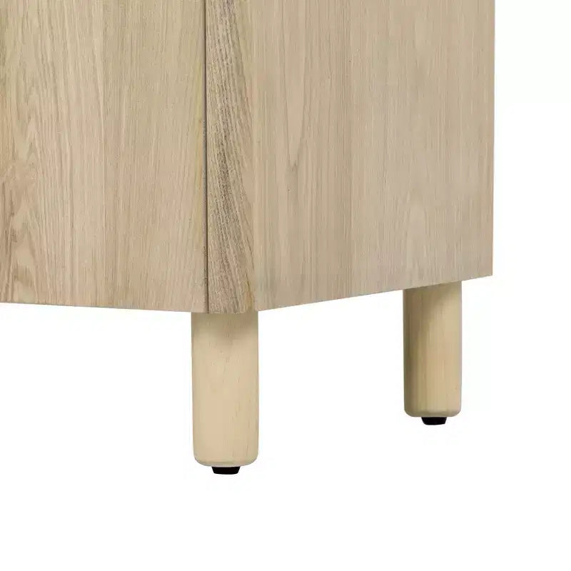 Buffet 4 portes Luxystar avec rangement, poignées arquées uniques et étagères réglables pour salle à manger et salon, naturel