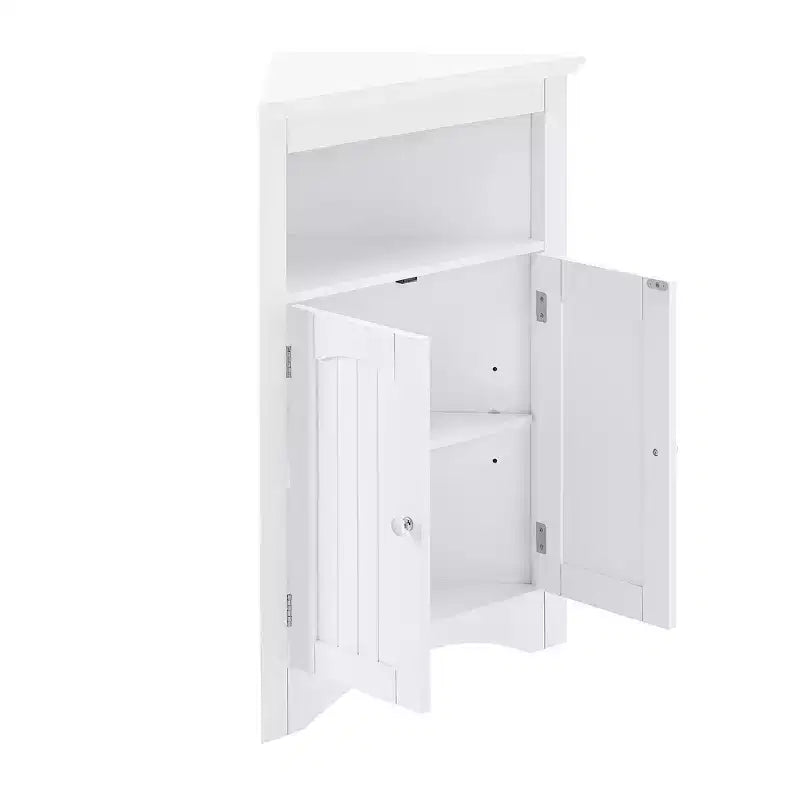 Meuble d'angle Okak, meuble d'angle autoportant avec 2 portes et 3 étagères, meuble autoportant pour cuisine, salon