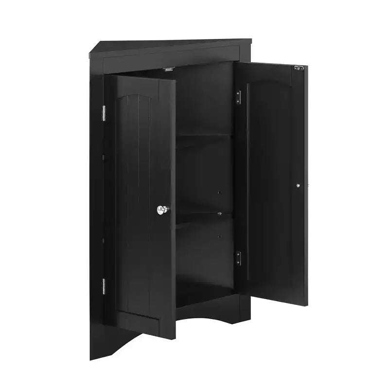 Meuble d'angle Okak, meuble d'angle autoportant avec 2 portes et 3 étagères, meuble autoportant pour cuisine, salon