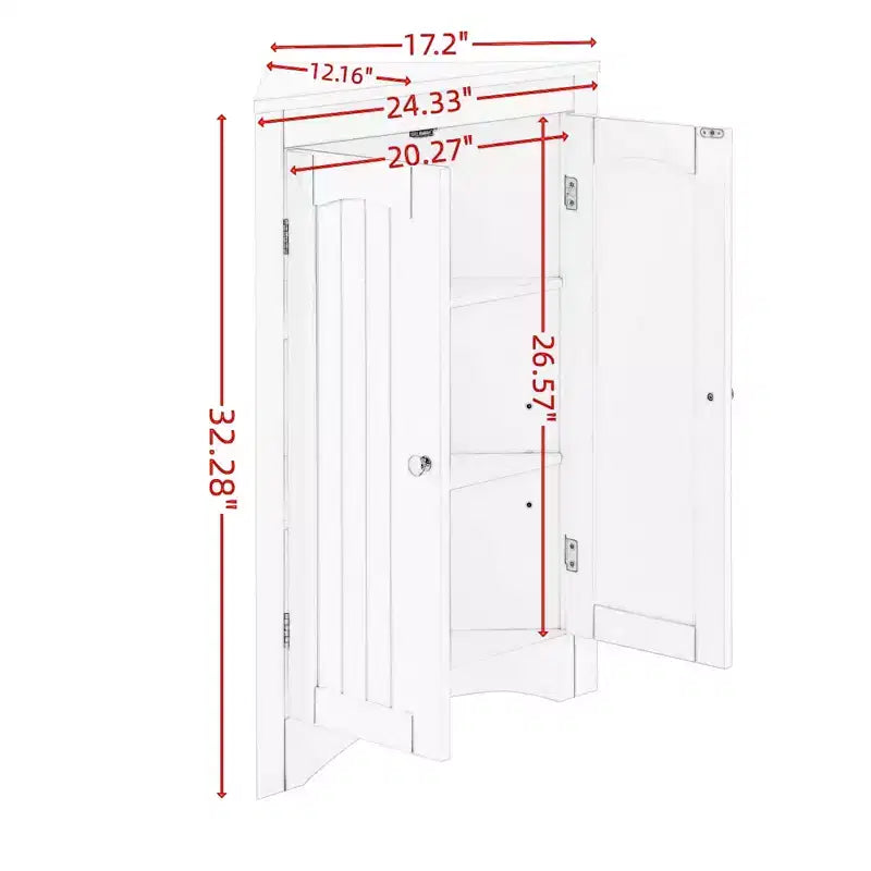 Meuble d'angle Okak, meuble d'angle autoportant avec 2 portes et 3 étagères, meuble autoportant pour cuisine, salon