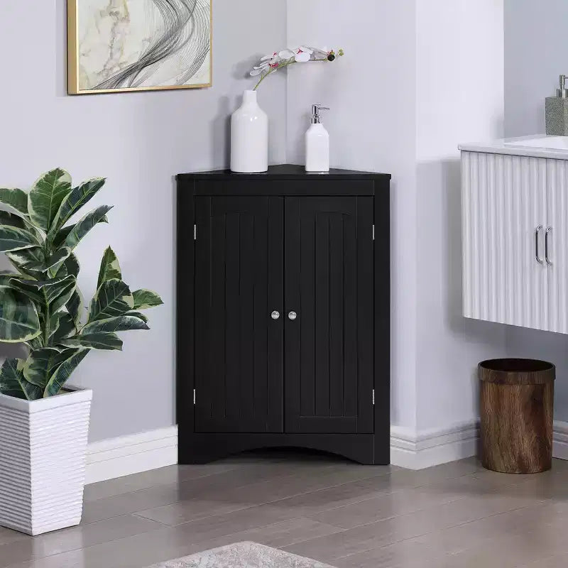 Okak Corner Cabinet, Freestanding Corner Cabinet with 2 Doors and 3 Shelves, Free Standing Cabinet for Kitchen, Living Room