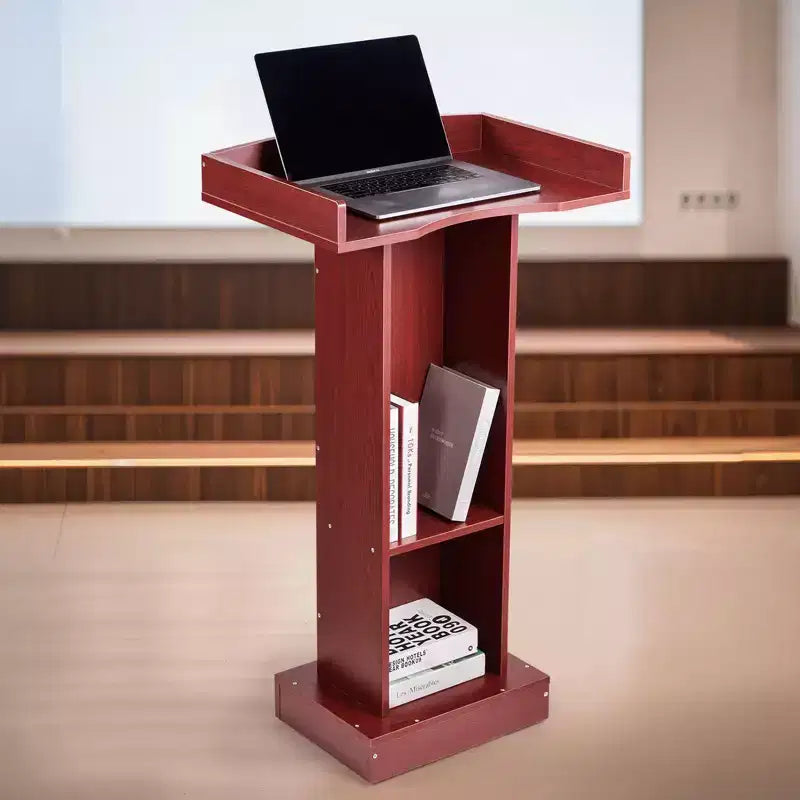 Pupitre VEVOR, lutrin en bois de 104 cm, support pour ordinateur portable avec large surface de lecture et étagère de rangement, butée de bord, design élégant, marron