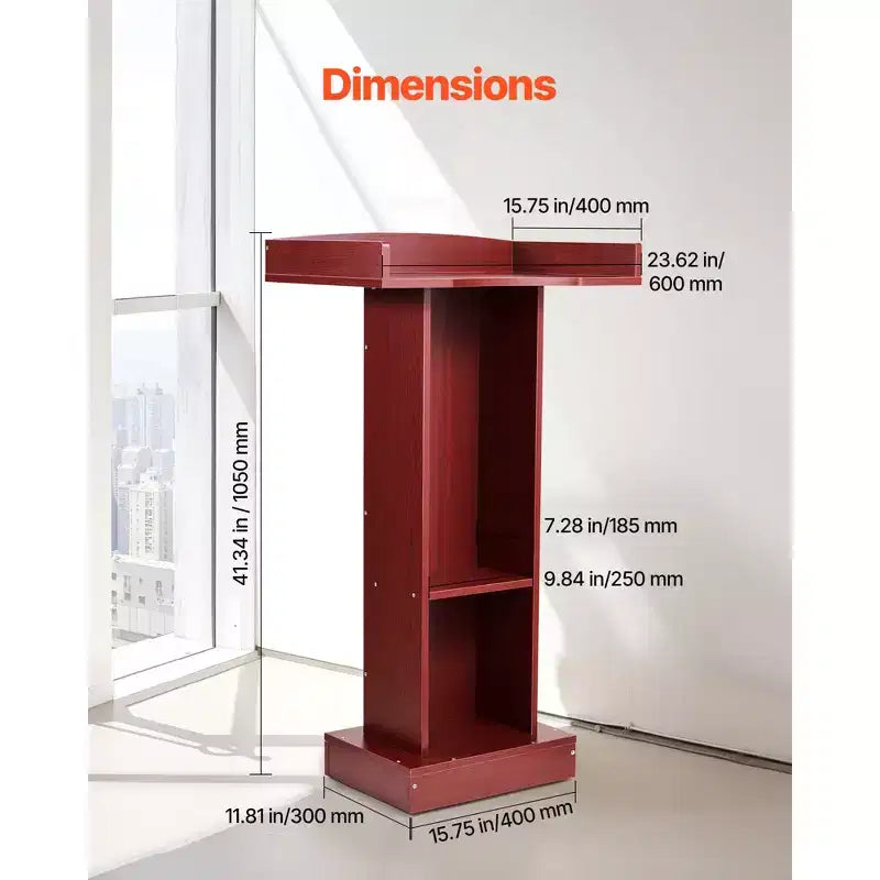 Pupitre VEVOR, lutrin en bois de 104 cm, support pour ordinateur portable avec large surface de lecture et étagère de rangement, butée de bord, design élégant, marron