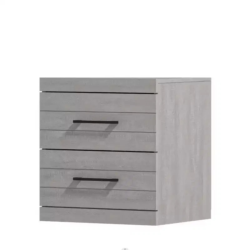 Table de chevet 2 tiroirs Galano Hamsper avec rangement Chêne gris poussiéreux