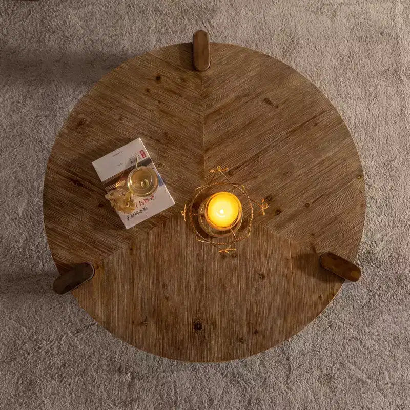 Table basse ronde rustique en bois, table d'appoint - ModernLuxe