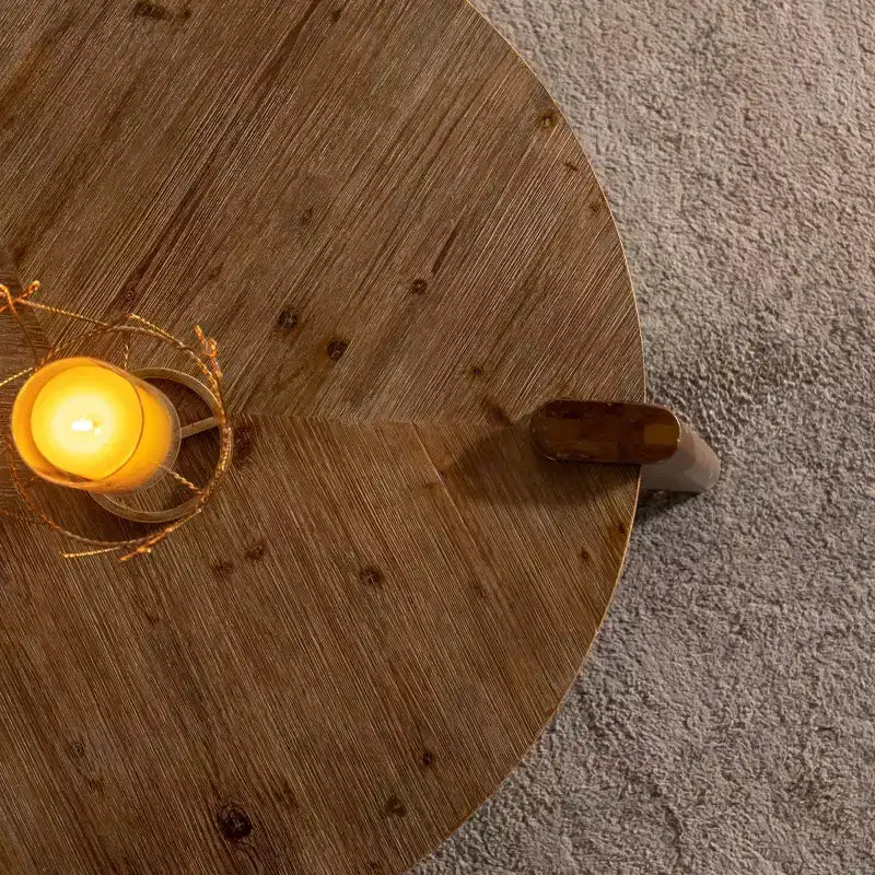 Table basse ronde rustique en bois, table d'appoint - ModernLuxe
