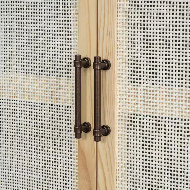 Meuble bas Hostack avec portes en rotin et rangement pour entrée, salle à manger, cuisine, salon, naturel