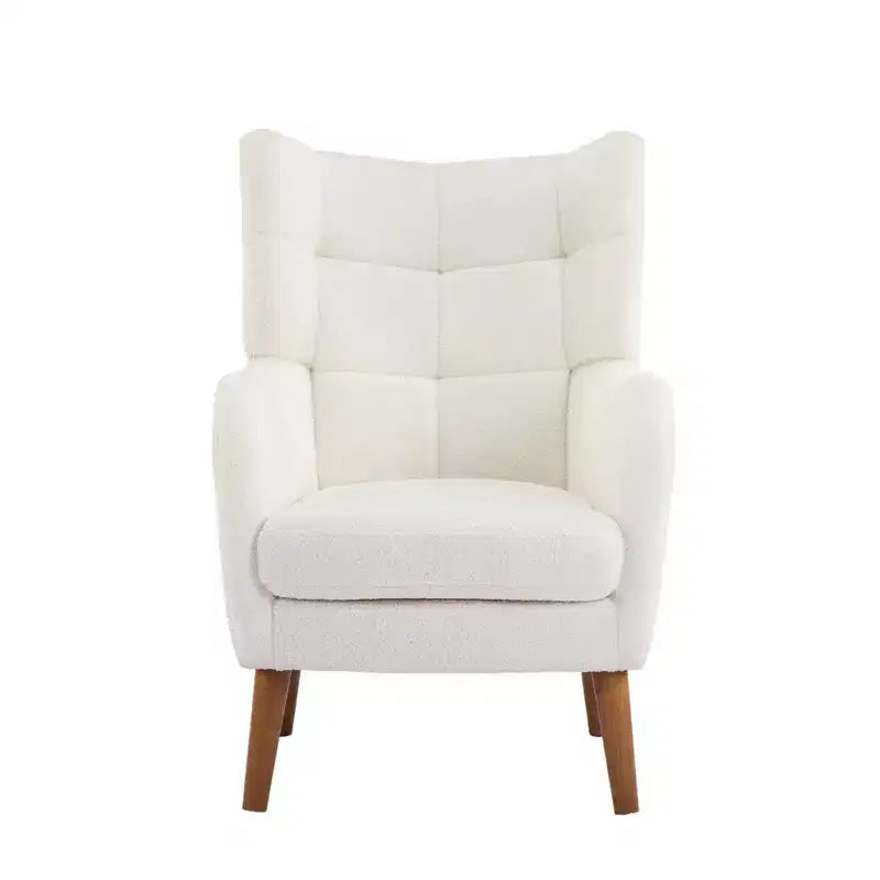 Chaise d'appoint à dossier haut Zeus & Ruta 41 avec rembourrage épaissi, pieds en bois de bouleau, blanc