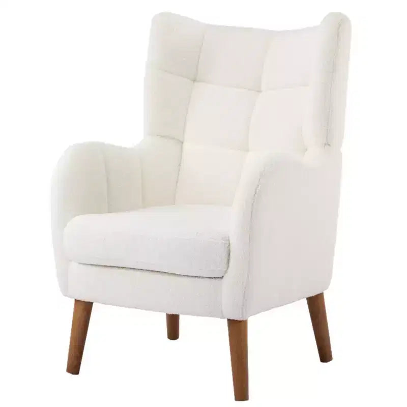 Chaise d'appoint à dossier haut Zeus & Ruta 41 avec rembourrage épaissi, pieds en bois de bouleau, blanc