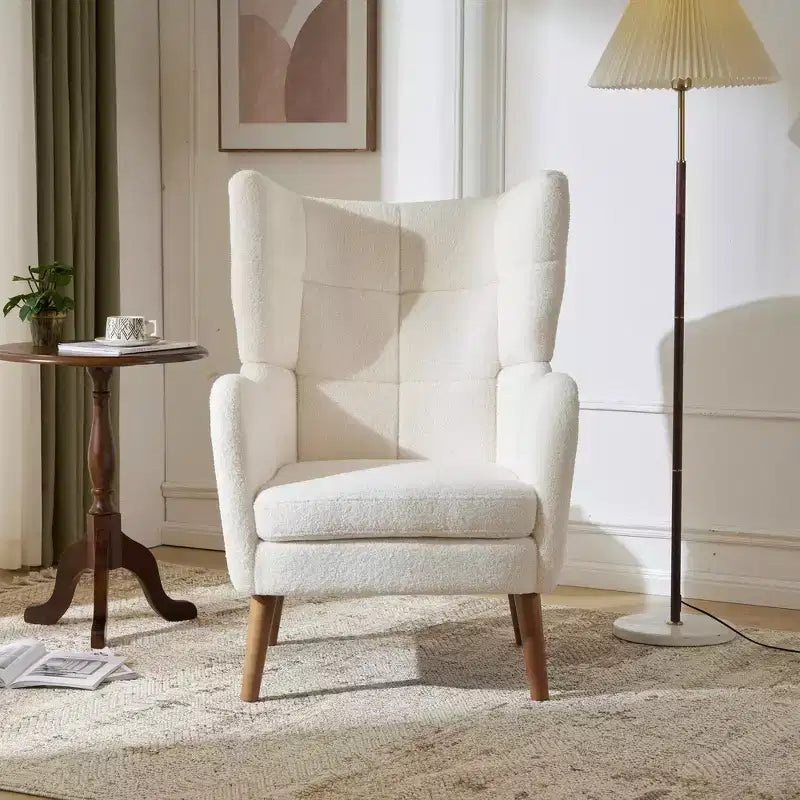 Chaise d'appoint à dossier haut Zeus & Ruta 41 avec rembourrage épaissi, pieds en bois de bouleau, blanc
