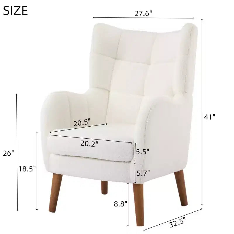 Chaise d'appoint à dossier haut Zeus & Ruta 41 avec rembourrage épaissi, pieds en bois de bouleau, blanc