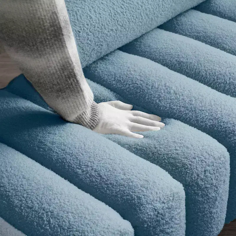 Banc rembourré bleu clair de 53,2 pouces, canapé moderne à 2 places pour chambre à coucher, entrée ou couloir, banc de bout de lit avec assise confortable