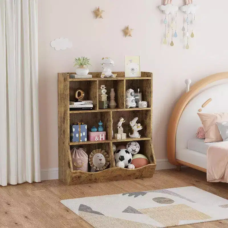 Acekool Étagère à Livres et Meuble de Rangement pour Jouets 3 Niveaux, Organisateur Multi-Bacs pour Chambre d'Enfants, Salle de Jeux, Salles de Classe, Lot de 2