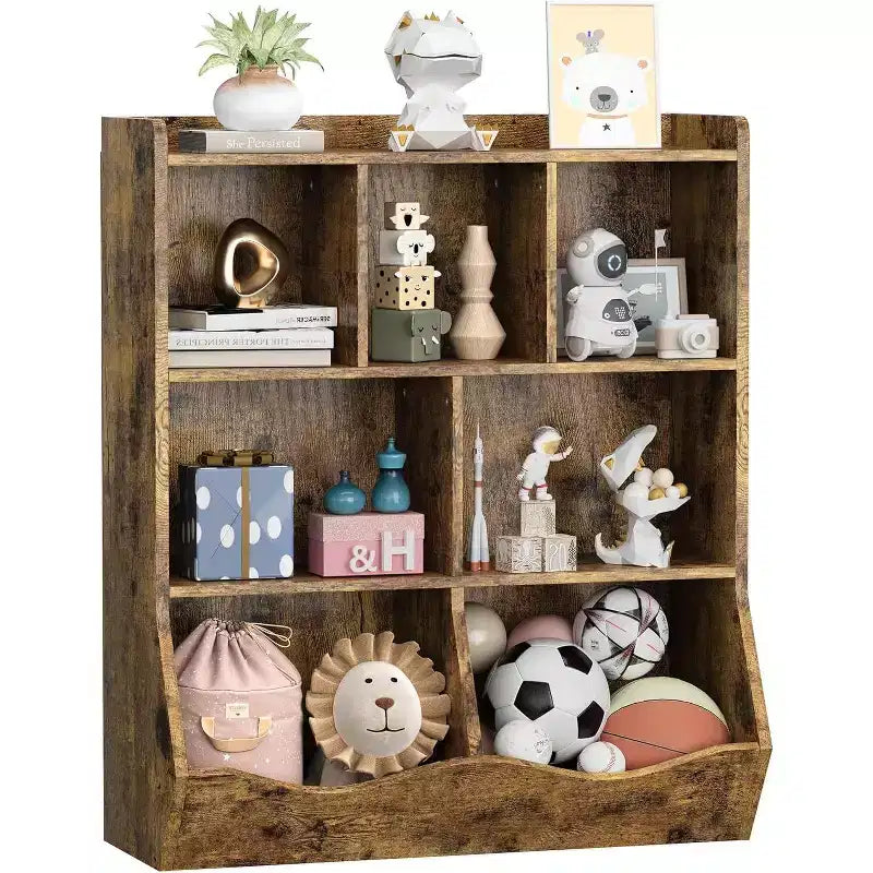 Acekool Étagère à Livres et Meuble de Rangement pour Jouets 3 Niveaux, Organisateur Multi-Bacs pour Chambre d'Enfants, Salle de Jeux, Salles de Classe, Lot de 2
