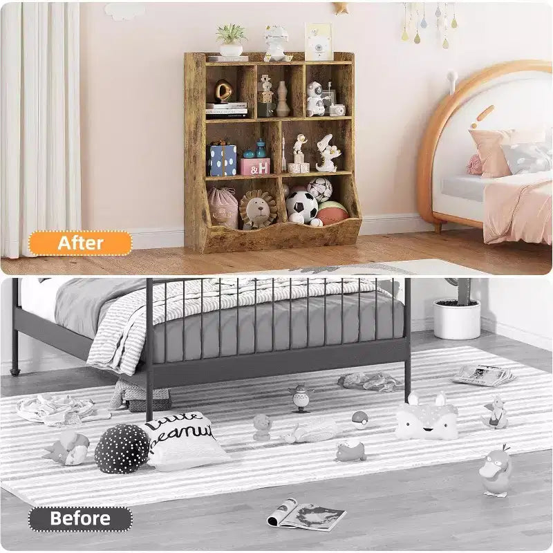 Acekool Étagère à Livres et Meuble de Rangement pour Jouets 3 Niveaux, Organisateur Multi-Bacs pour Chambre d'Enfants, Salle de Jeux, Salles de Classe, Lot de 2