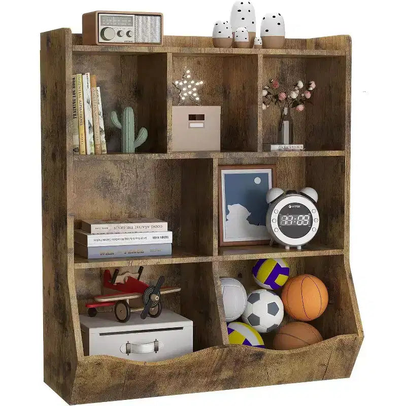 Acekool Étagère à Livres et Meuble de Rangement pour Jouets 3 Niveaux, Organisateur Multi-Bacs pour Chambre d'Enfants, Salle de Jeux, Salles de Classe, Lot de 2