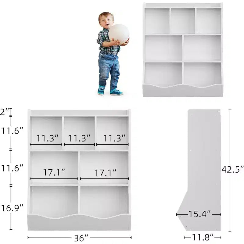 Acekool Étagère à Livres et Meuble de Rangement pour Jouets 3 Niveaux, Organisateur Multi-Bacs pour Chambre d'Enfants, Salle de Jeux, Salles de Classe, Lot de 2