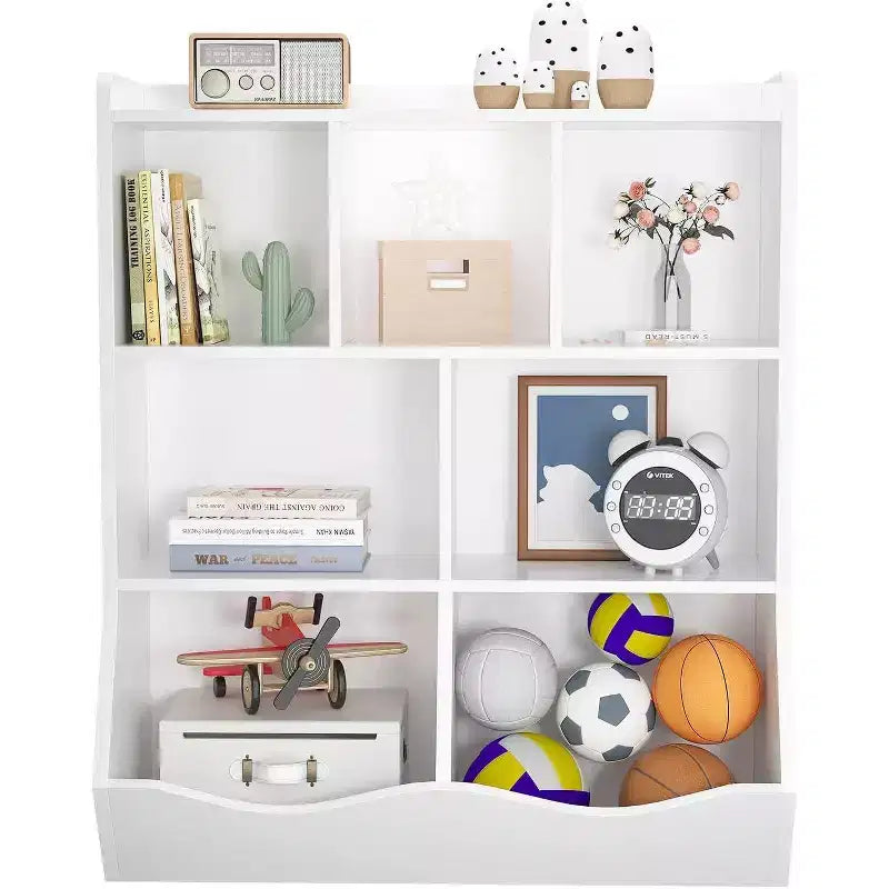 Acekool Étagère à Livres et Meuble de Rangement pour Jouets 3 Niveaux, Organisateur Multi-Bacs pour Chambre d'Enfants, Salle de Jeux, Salles de Classe, Lot de 2