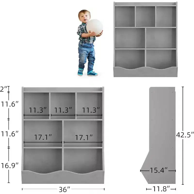Acekool Étagère à Livres et Meuble de Rangement pour Jouets 3 Niveaux, Organisateur Multi-Bacs pour Chambre d'Enfants, Salle de Jeux, Salles de Classe, Lot de 2