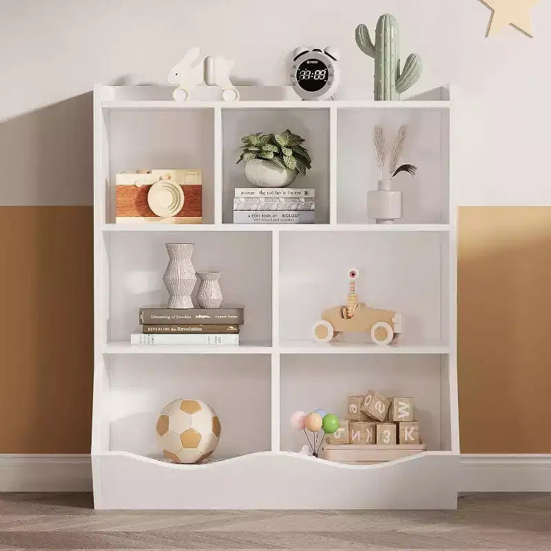 Acekool Étagère à Livres et Meuble de Rangement pour Jouets 3 Niveaux, Organisateur Multi-Bacs pour Chambre d'Enfants, Salle de Jeux, Salles de Classe, Lot de 2