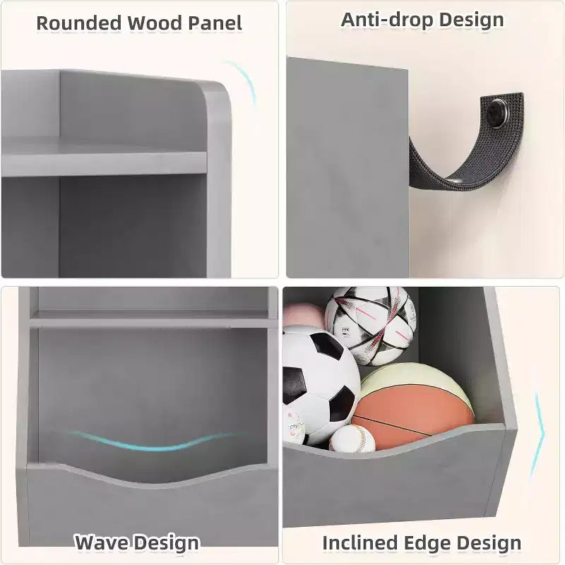 Acekool Étagère à Livres et Meuble de Rangement pour Jouets 3 Niveaux, Organisateur Multi-Bacs pour Chambre d'Enfants, Salle de Jeux, Salles de Classe, Lot de 2