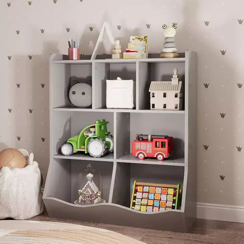 Acekool Étagère à Livres et Meuble de Rangement pour Jouets 3 Niveaux, Organisateur Multi-Bacs pour Chambre d'Enfants, Salle de Jeux, Salles de Classe, Lot de 2
