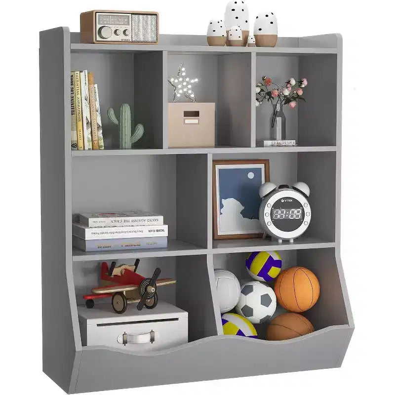 Acekool Étagère à Livres et Meuble de Rangement pour Jouets 3 Niveaux, Organisateur Multi-Bacs pour Chambre d'Enfants, Salle de Jeux, Salles de Classe, Lot de 2