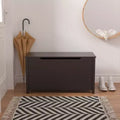 Acekool Wooden Toy Box Storage with Safety Hinge, Kids Toy Chest Bench with Lid for Bedroom, Playroom, Living Room, 31.5x13x16.7 Dark Brown