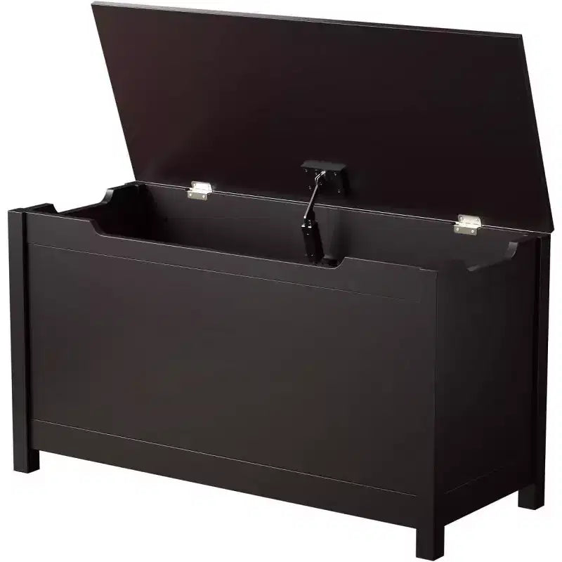 Acekool Coffre à Jouets en Bois avec Charnière de Sécurité, Banc de Rangement pour Enfants avec Couvercle pour Chambre à Coucher, Salle de Jeux, Salon, 80x33x42.4 cm Marron Foncé