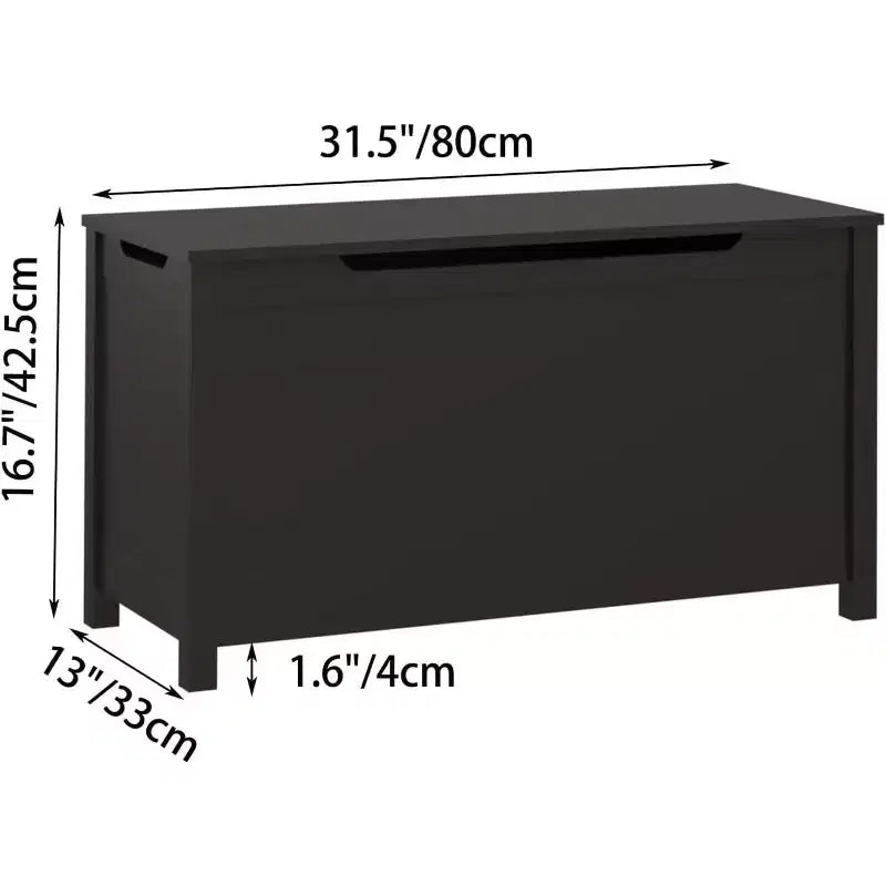 Acekool Coffre à Jouets en Bois avec Charnière de Sécurité, Banc de Rangement pour Enfants avec Couvercle pour Chambre à Coucher, Salle de Jeux, Salon, 80x33x42.4 cm Marron Foncé
