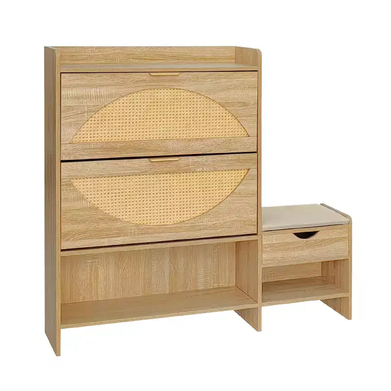Meuble à chaussures Okak 47,2 po, organisateur de chaussures autoportant avec 2 tiroirs basculants et 1 grande étagère, armoire de rangement pour chaussures pour entrée, salon, marron