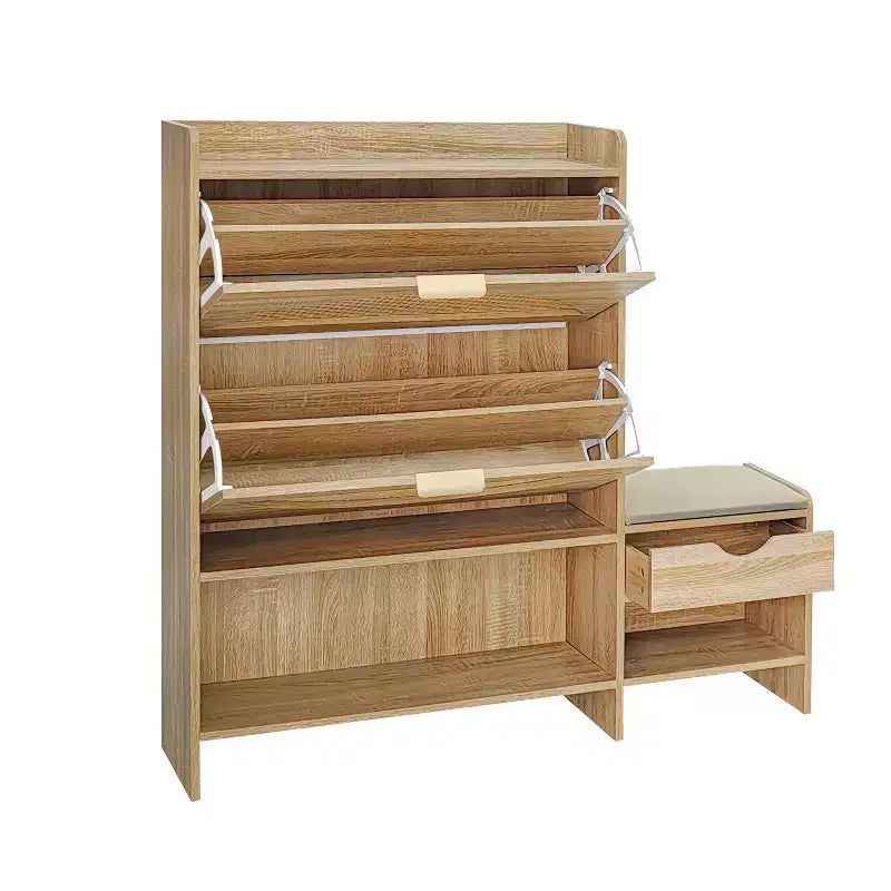 Meuble à chaussures Okak 47,2 po, organisateur de chaussures autoportant avec 2 tiroirs basculants et 1 grande étagère, armoire de rangement pour chaussures pour entrée, salon, marron