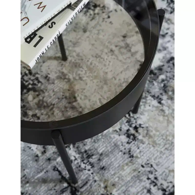 Ensemble de 3 tables basses en verre Ardoline de Signature Design by Ashley avec tables d'appoint – Fini noir mat