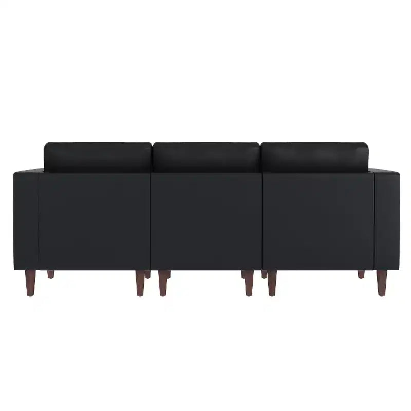 Flash Furniture HERCULES Artemis Canapé de réception rembourré avec 4 prises de courant alternatif/2 ports USB/2 ports USB-C et pieds en bois de noyer avec patins réglables