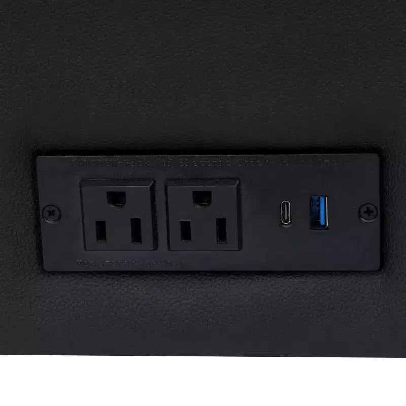 Flash Furniture HERCULES Artemis Canapé de réception rembourré avec 4 prises de courant alternatif/2 ports USB/2 ports USB-C et pieds en bois de noyer avec patins réglables