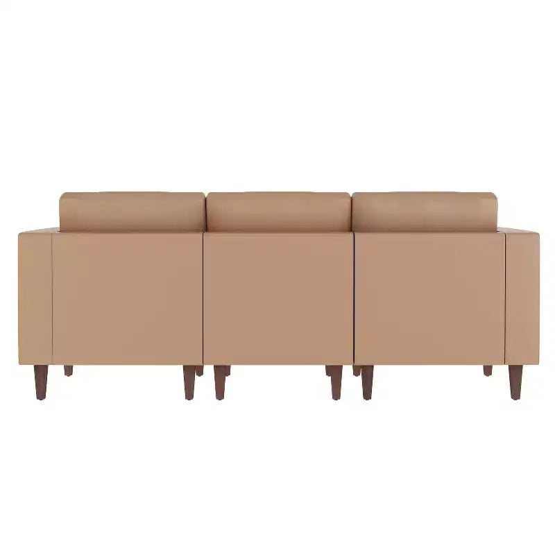 Flash Furniture HERCULES Artemis Canapé de réception rembourré avec 4 prises de courant alternatif/2 ports USB/2 ports USB-C et pieds en bois de noyer avec patins réglables