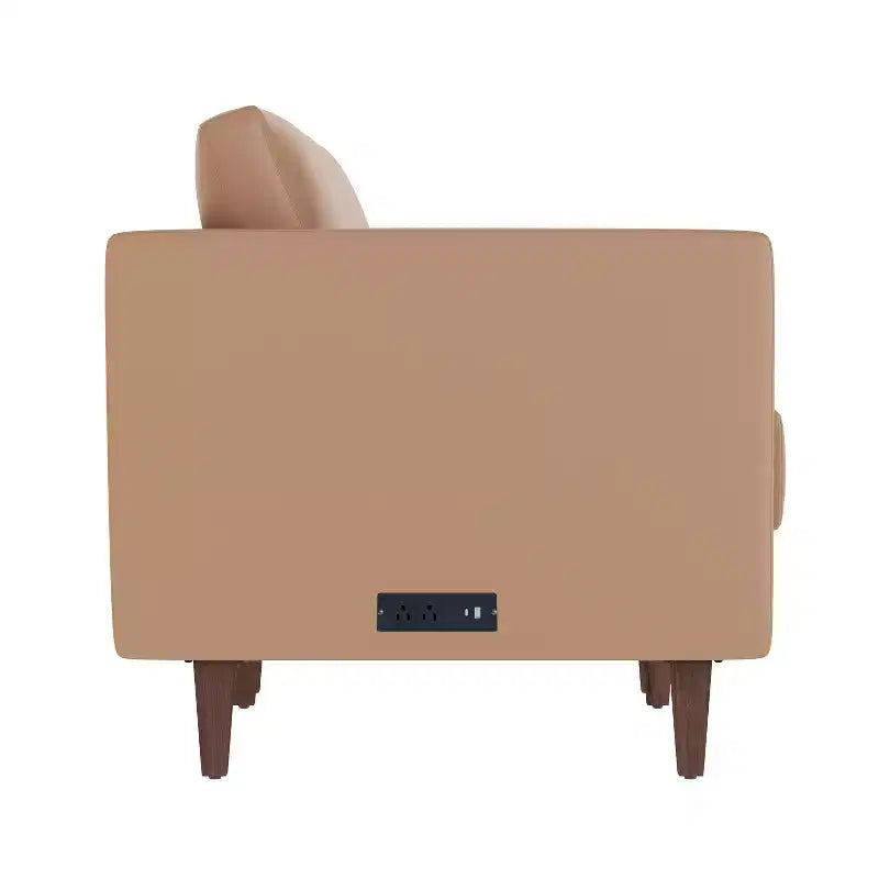 Flash Furniture HERCULES Artemis Canapé de réception rembourré avec 4 prises de courant alternatif/2 ports USB/2 ports USB-C et pieds en bois de noyer avec patins réglables