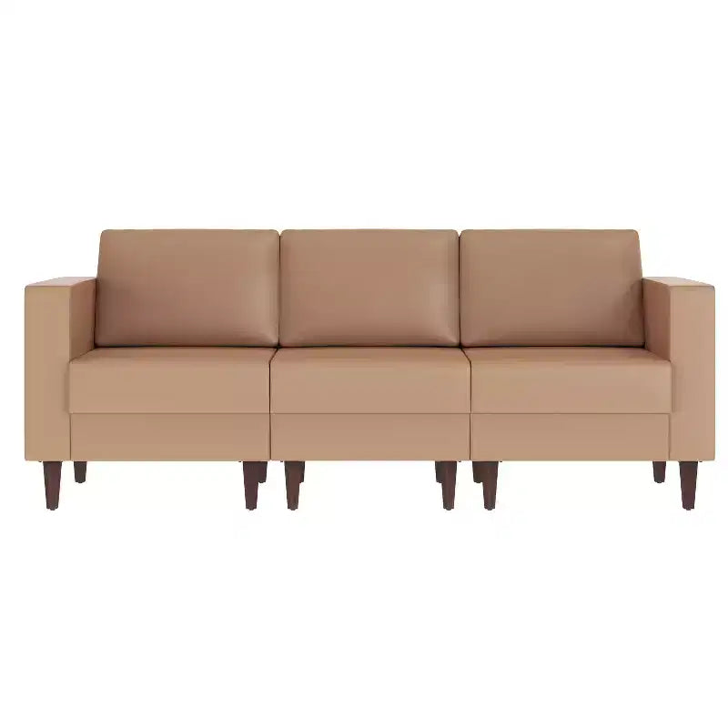 Flash Furniture HERCULES Artemis Canapé de réception rembourré avec 4 prises de courant alternatif/2 ports USB/2 ports USB-C et pieds en bois de noyer avec patins réglables