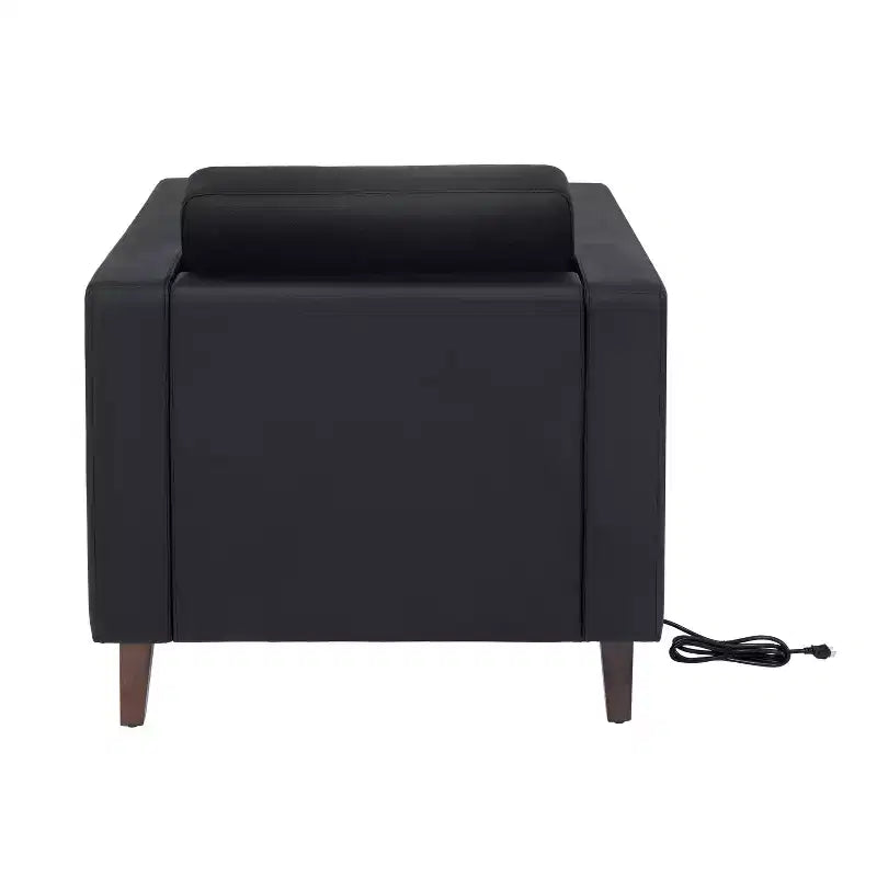 Flash Furniture HERCULES Artemis Ensemble de réception rembourré 3 pièces, 8 prises CA/4 ports USB/4 ports USB-C et pieds en noyer avec patins réglables