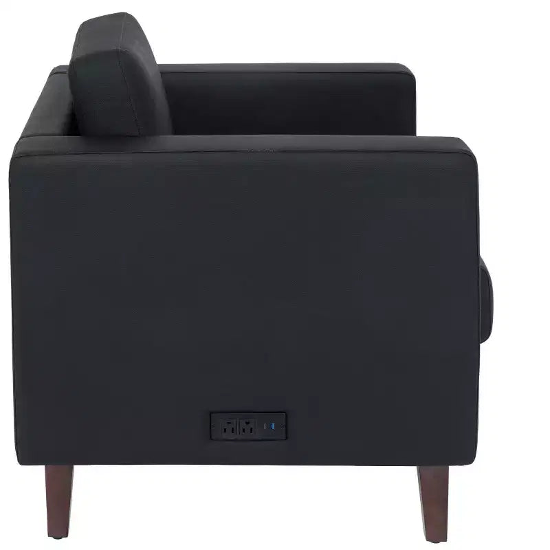 Flash Furniture HERCULES Artemis Ensemble de réception rembourré 3 pièces, 8 prises CA/4 ports USB/4 ports USB-C et pieds en noyer avec patins réglables