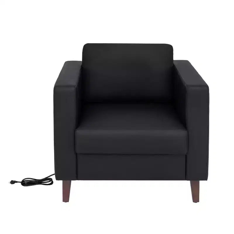 Flash Furniture HERCULES Artemis Ensemble de réception rembourré 3 pièces, 8 prises CA/4 ports USB/4 ports USB-C et pieds en noyer avec patins réglables
