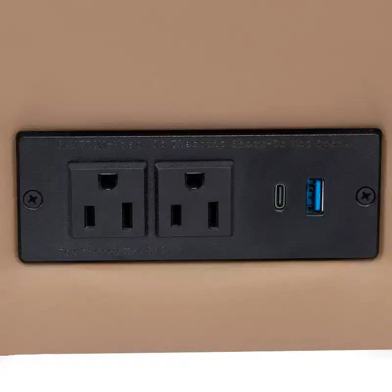 Flash Furniture HERCULES Artemis Ensemble de réception rembourré 3 pièces, 8 prises CA/4 ports USB/4 ports USB-C et pieds en noyer avec patins réglables