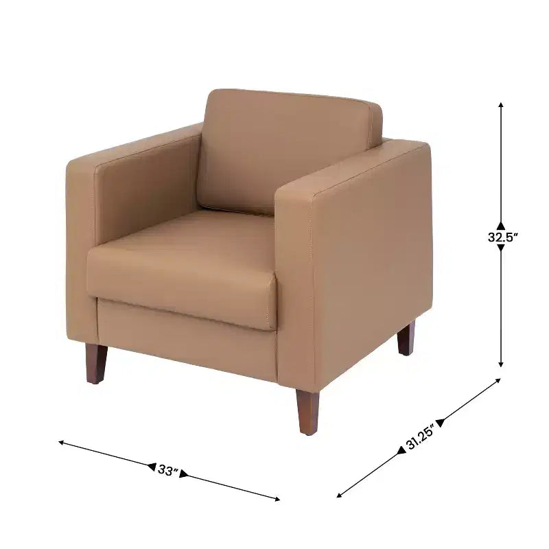 Flash Furniture HERCULES Artemis Ensemble de réception rembourré 3 pièces, 8 prises CA/4 ports USB/4 ports USB-C et pieds en noyer avec patins réglables