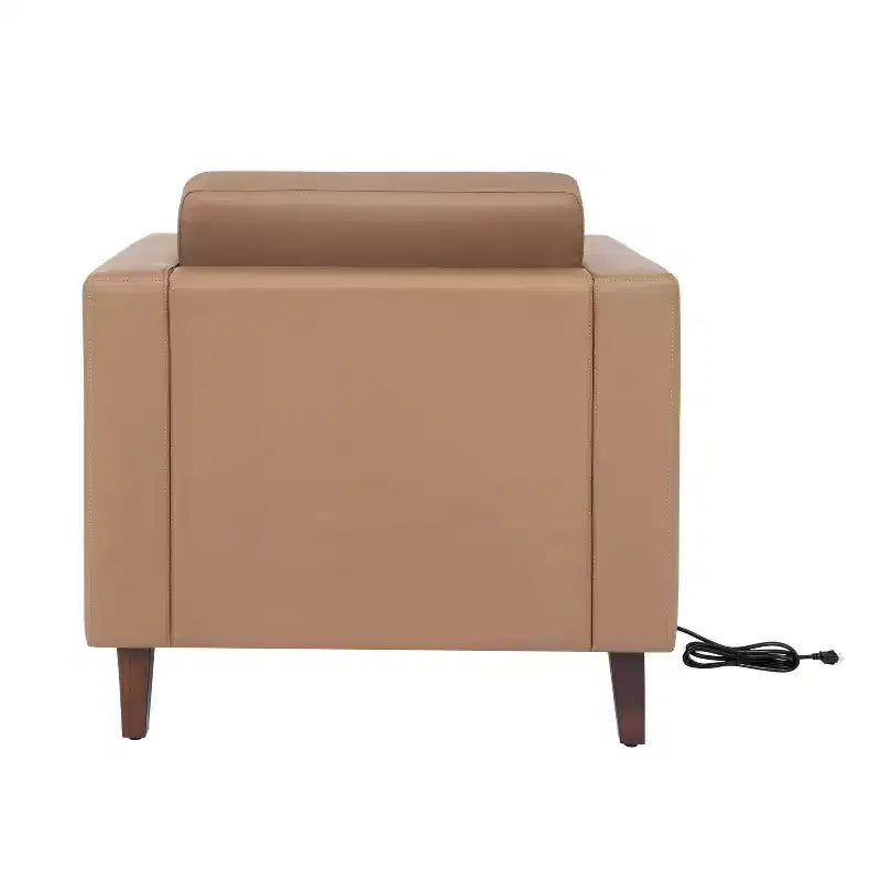 Flash Furniture HERCULES Artemis Ensemble de réception rembourré 3 pièces, 8 prises CA/4 ports USB/4 ports USB-C et pieds en noyer avec patins réglables